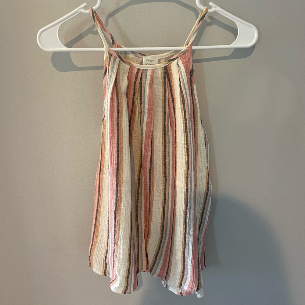 Pink and Cream Striped Women's Top